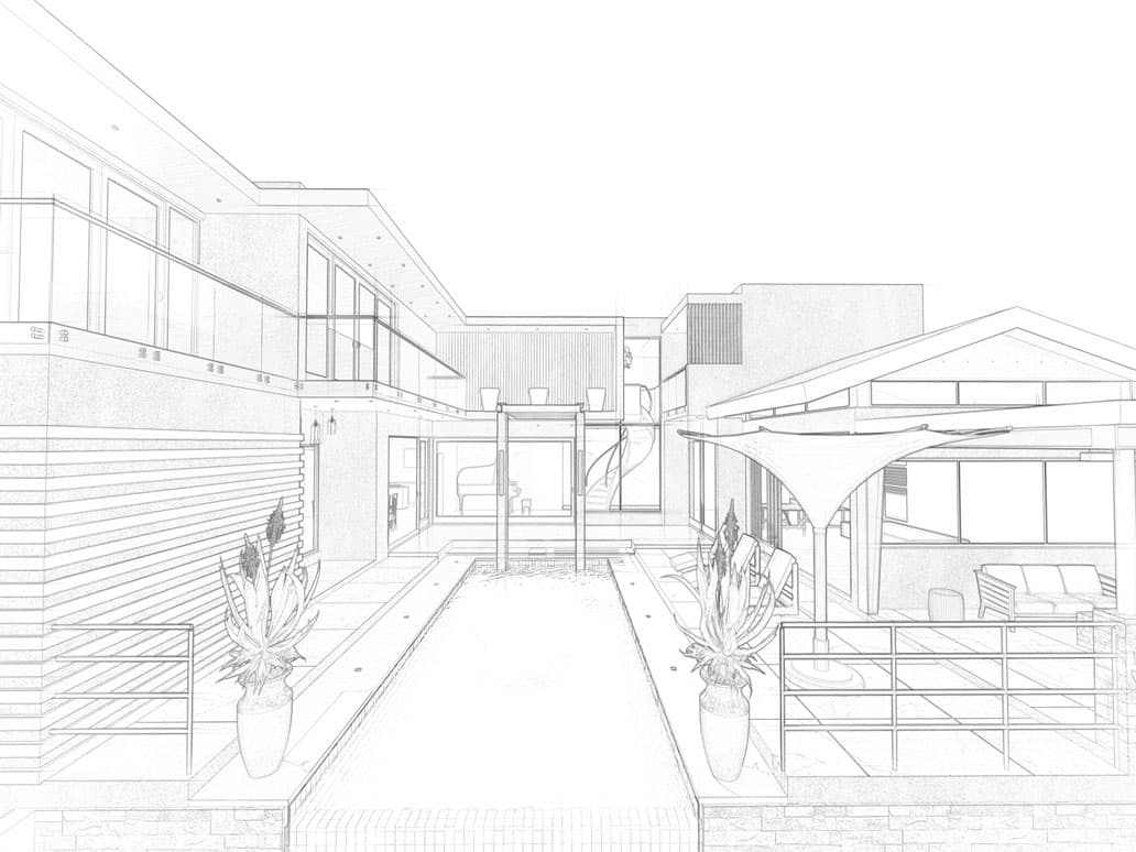 Modern house hand sketch