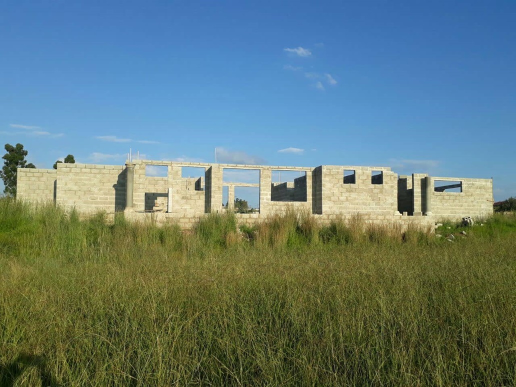 House under construction with walls only