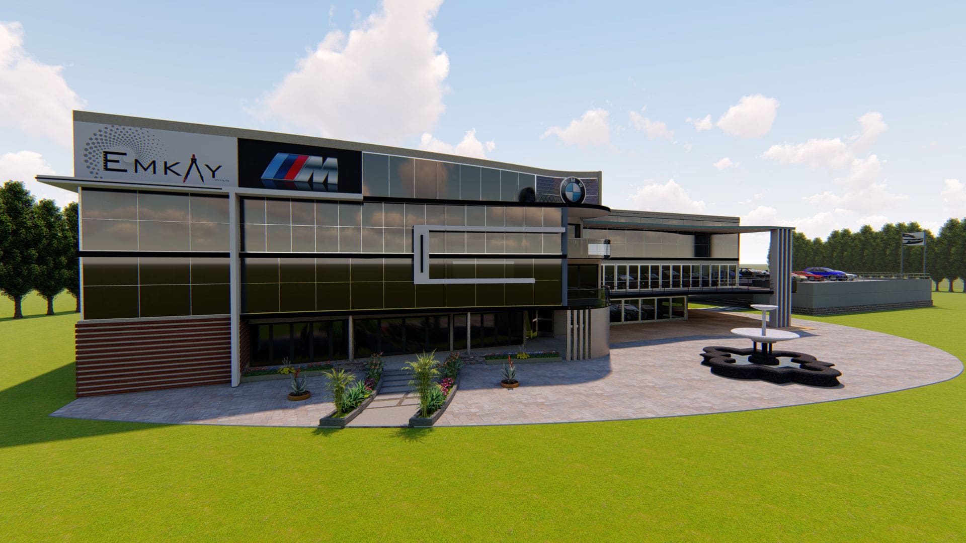 BMW Dealership aerial view